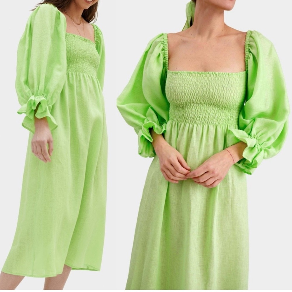 Sleeper Lime Green Smocked Dress